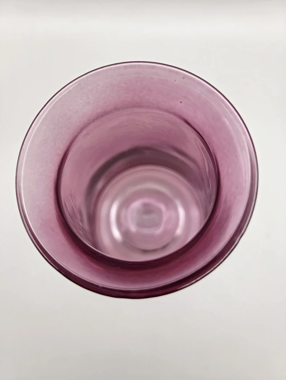 Purplish Pink Glass Vase with a Dome in the Inside Bottom